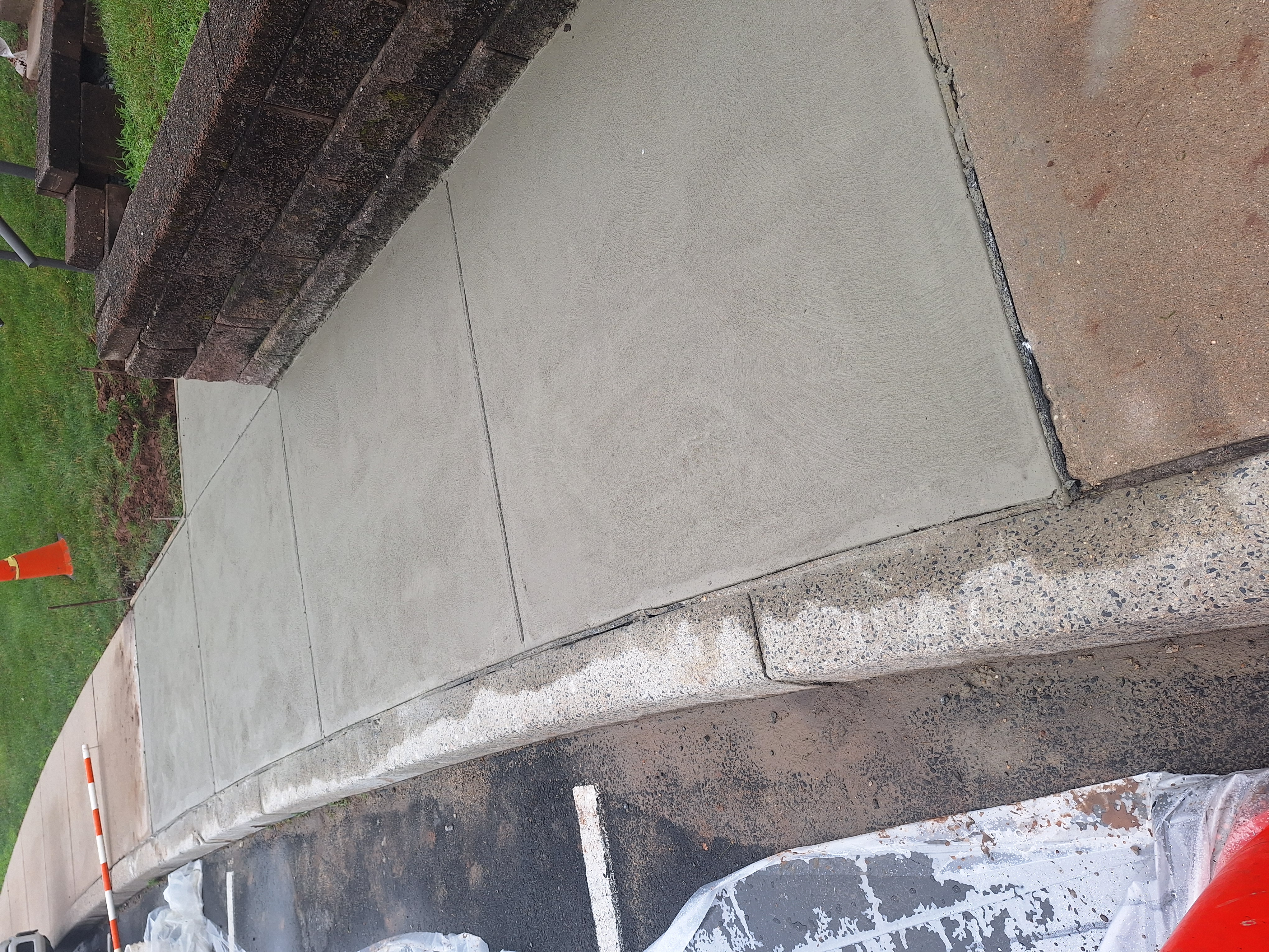 Fresh concrete sidewalk