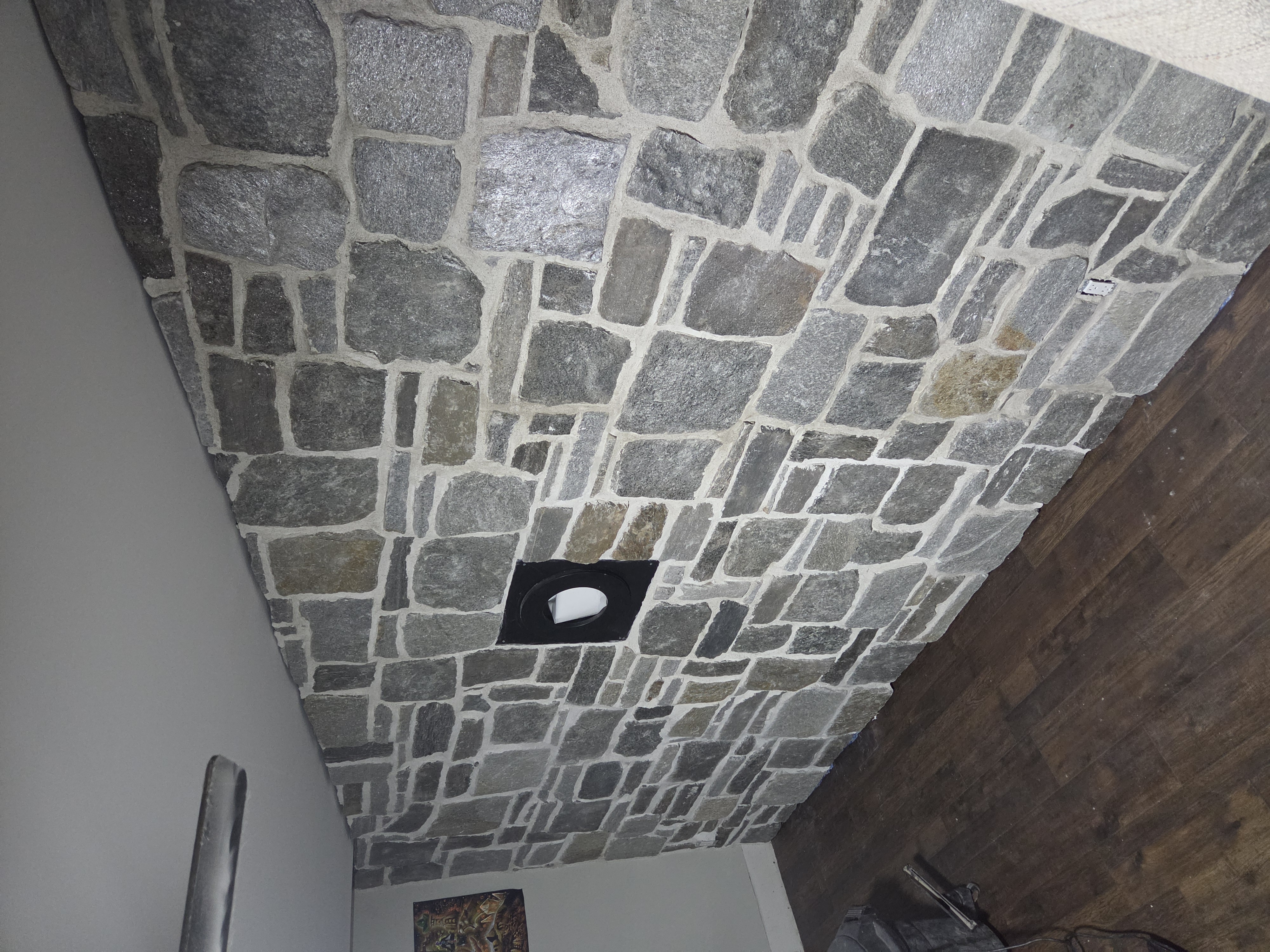 Completed interior natural stone veneer accent wall in Boyertown Pennsylvania